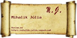 Mihalik Júlia névjegykártya