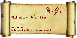 Mihalik Júlia névjegykártya